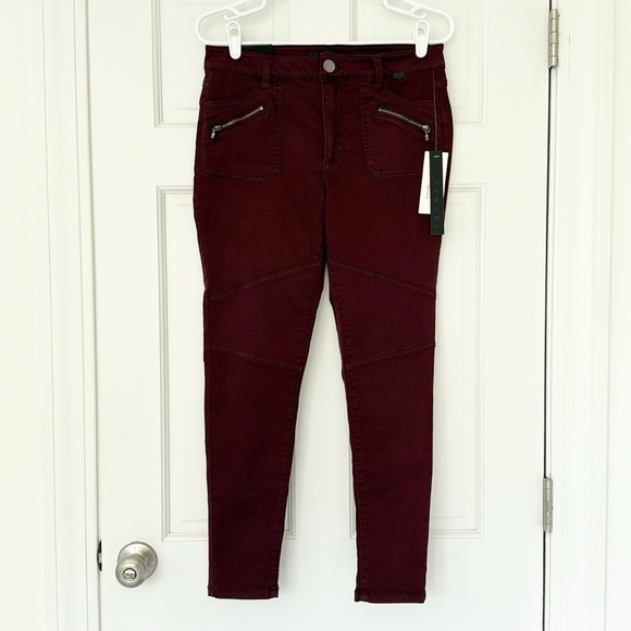 NWT TINSEL Leslie Cargo skinny pants size 8 / 29 red purple burgundy STITCHFIX - Picture 2 of 6
